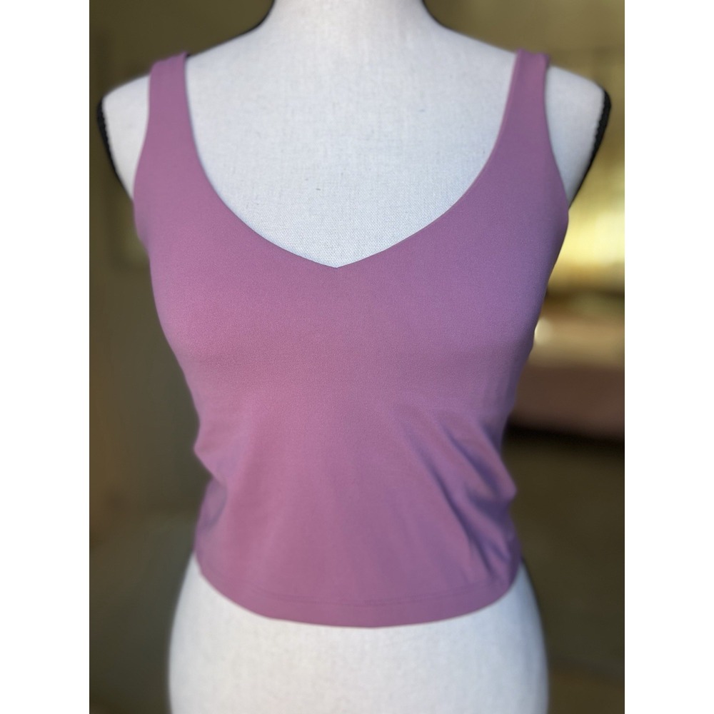 Lululemon Align Tank Top Size 6 V-Neck Cropped Nulu Shelf Bra Mauve Pink